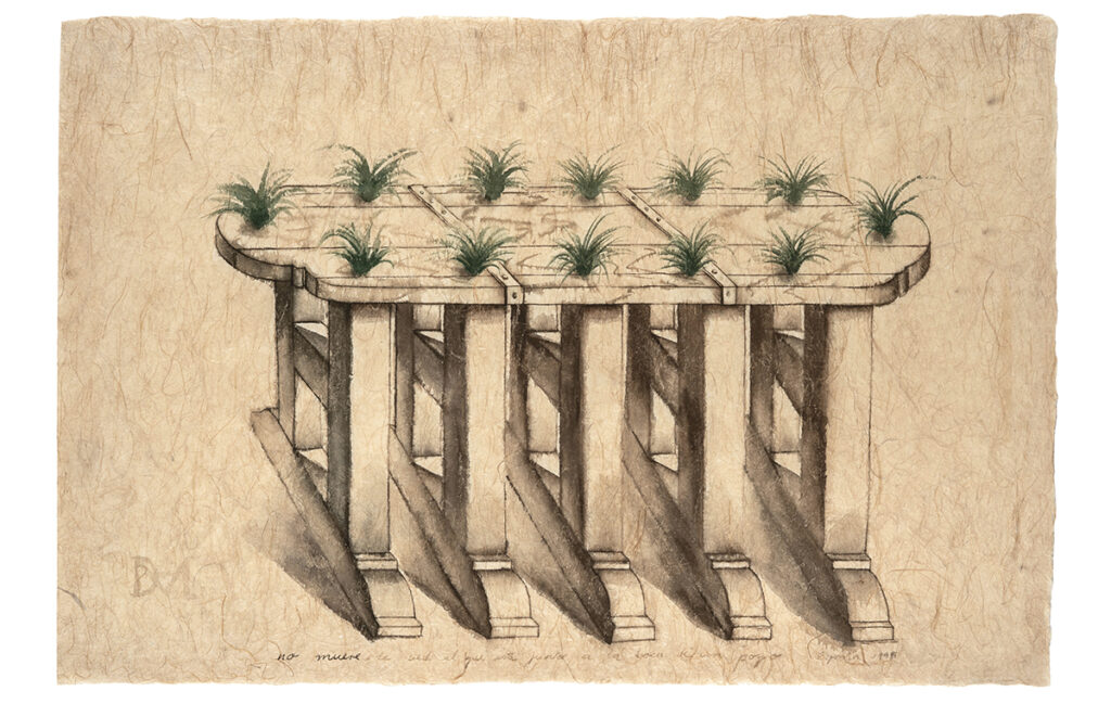 Dibujo
Los Carpinteros
No muere de sed quien está junto a la boca de un pozo, 1995 Acuarela sobre papel de arroz
62 × 92 cm