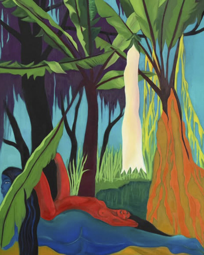 Obra de Pia Camil presentada durante Frieze Nueva York 2026, caracterizada por colores vibrantes y referencias orgánicas.