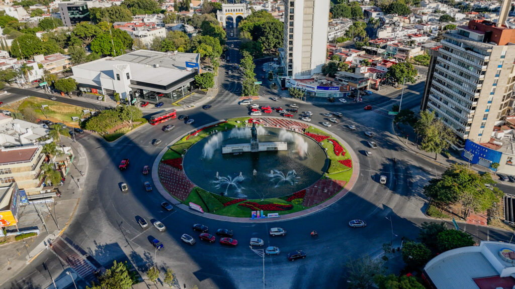 Vista aérea de la Glorieta de La Minerva en Guadalajara