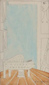 Obra de Óscar Domínguez reproducida por Galería Guillermo de Osma para Óscar Domínguez o el Surrealismo híbrido.