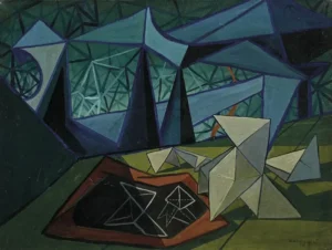 Obra de Óscar Domínguez reproducida por Galería Guillermo de Osma para Óscar Domínguez o el Surrealismo híbrido.