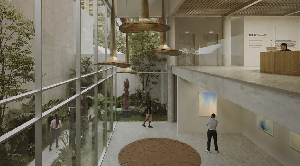 Render de la fachada de la nueva sede del Museo de Arte Contemporáneo de Panamá diseñada por Palma y Taller TO.