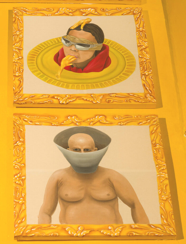 Detalle del retablo Performance es el nuevo muralismo de Pepx Romero en el Museo Ex Teresa Arte Actual.
