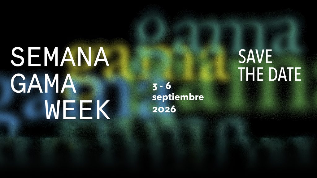Cartel de la programación de GAMA Week con diseño en tonos verdes, azules y amarillos y las fechas 4 y 5 de septiembre.